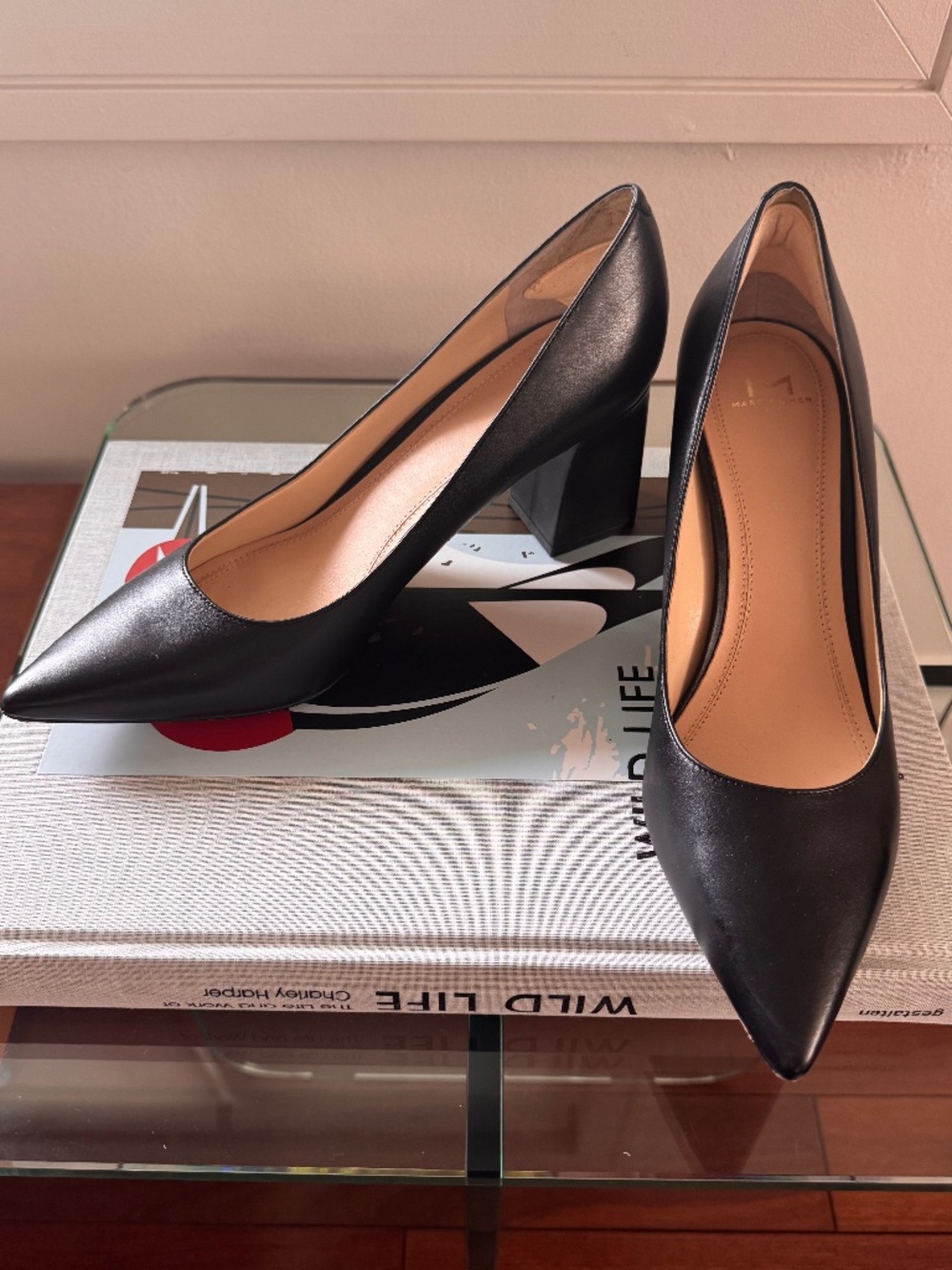 Marc Fisher LTD Leather Block Heel Pumps | Black | Size 8.5 | Leather Sole
